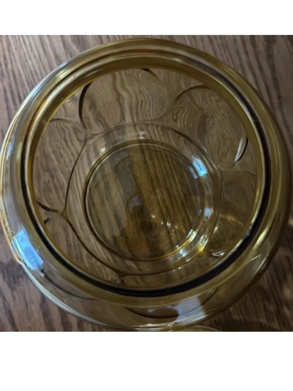 Amber Glass Canister Jar Lid Anchor Hocking LE Smith Bubble Thumbprint 9x6 Vtg